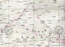 North Atlantic Chart Showing Ship Track