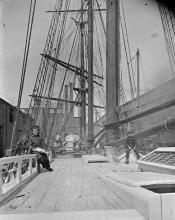 Joanna and Lincoln Colcord aboard 'Clara E. McGilvery'